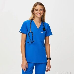 FIGS Catarina One Pocket Royal Blue Scrub Top